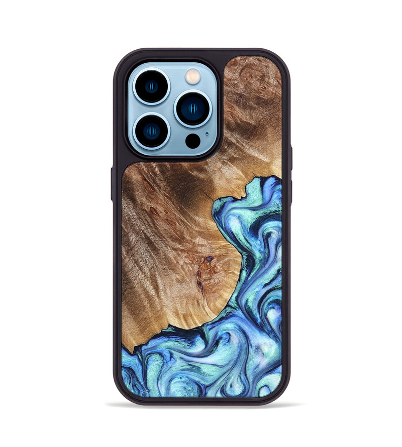 iPhone 14 Pro Wood Phone Case - Novah (Blue, 823180)