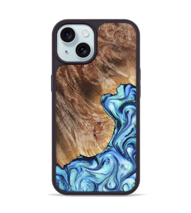 iPhone 15 Wood Phone Case - Novah (Blue, 823180)
