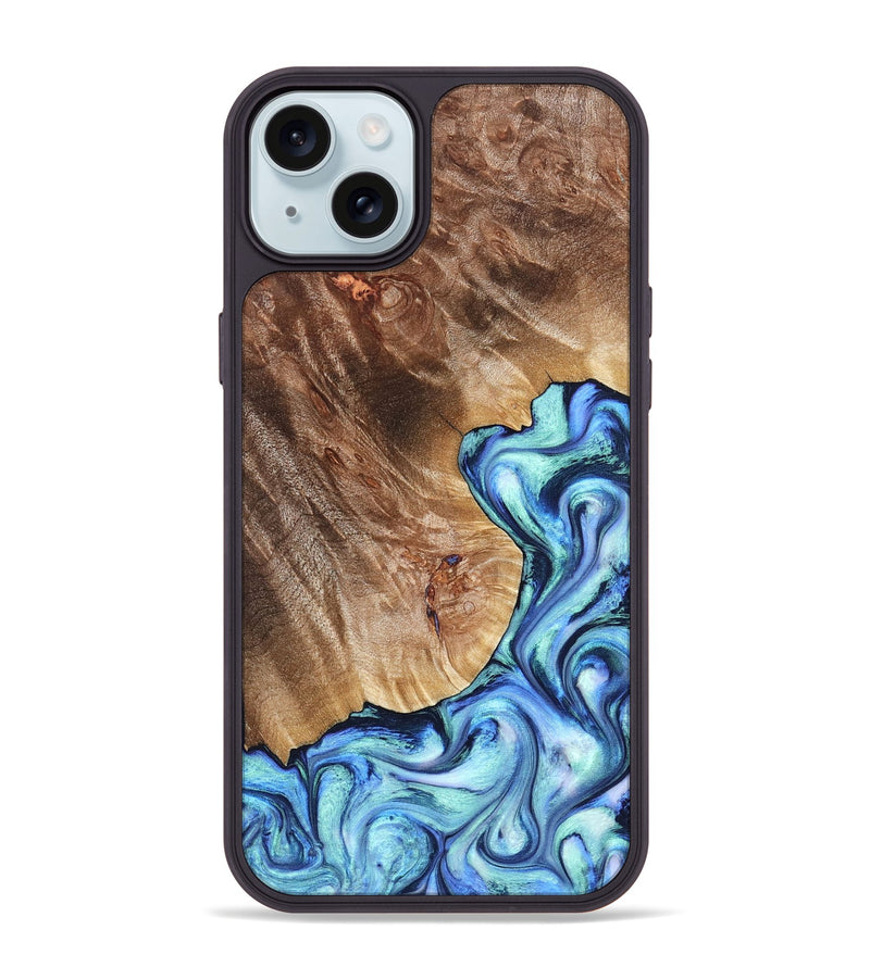 iPhone 15 Plus Wood Phone Case - Novah (Blue, 823180)