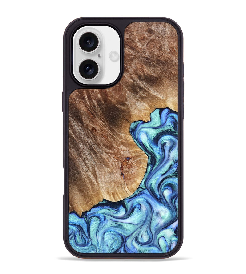 iPhone 16 Plus Wood Phone Case - Novah (Blue, 823180)