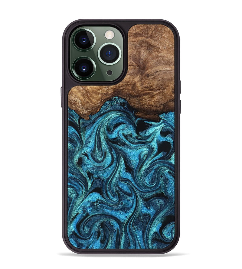iPhone 13 Pro Max Wood Phone Case - Kanisha (Blue, 823181)