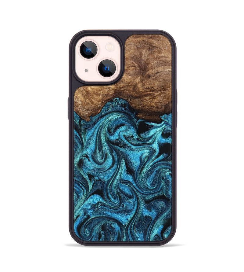 iPhone 14 Wood Phone Case - Kanisha (Blue, 823181)