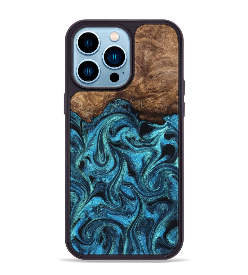 iPhone 14 Pro Max Wood Phone Case - Kanisha (Blue, 823181)