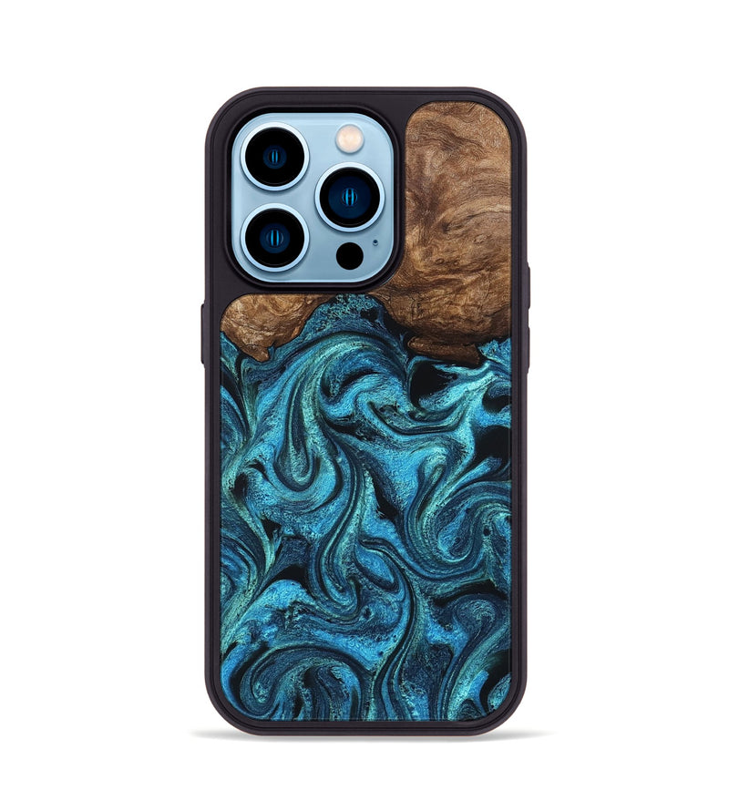 iPhone 14 Pro Wood Phone Case - Kanisha (Blue, 823181)