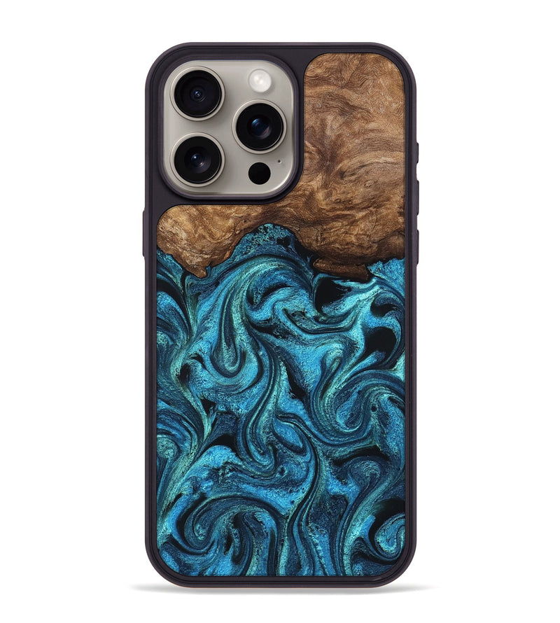 iPhone 15 Pro Max Wood Phone Case - Kanisha (Blue, 823181)