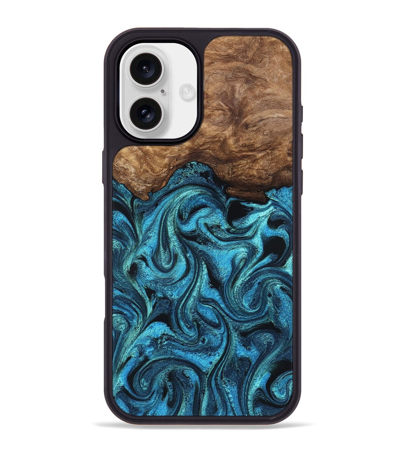 iPhone 16 Plus Wood Phone Case - Kanisha (Blue, 823181)