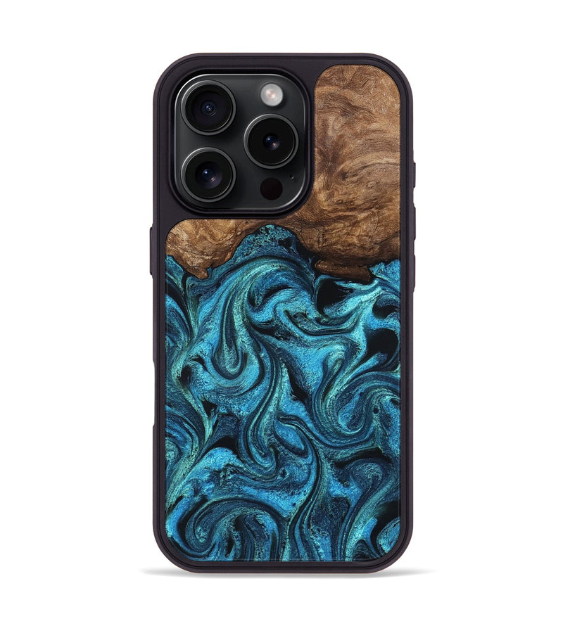 iPhone 16 Pro Wood Phone Case - Kanisha (Blue, 823181)
