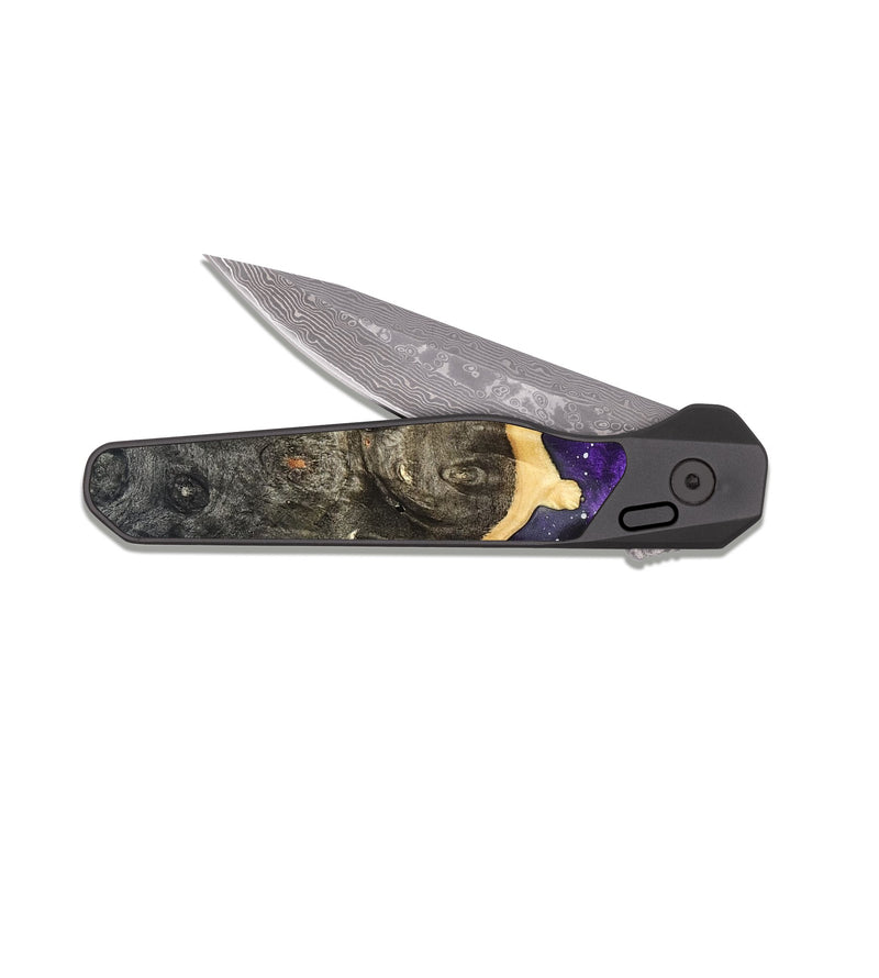 EDC Dark Damascus Wood Pocket Knife - Musa (Cosmos, 823184)
