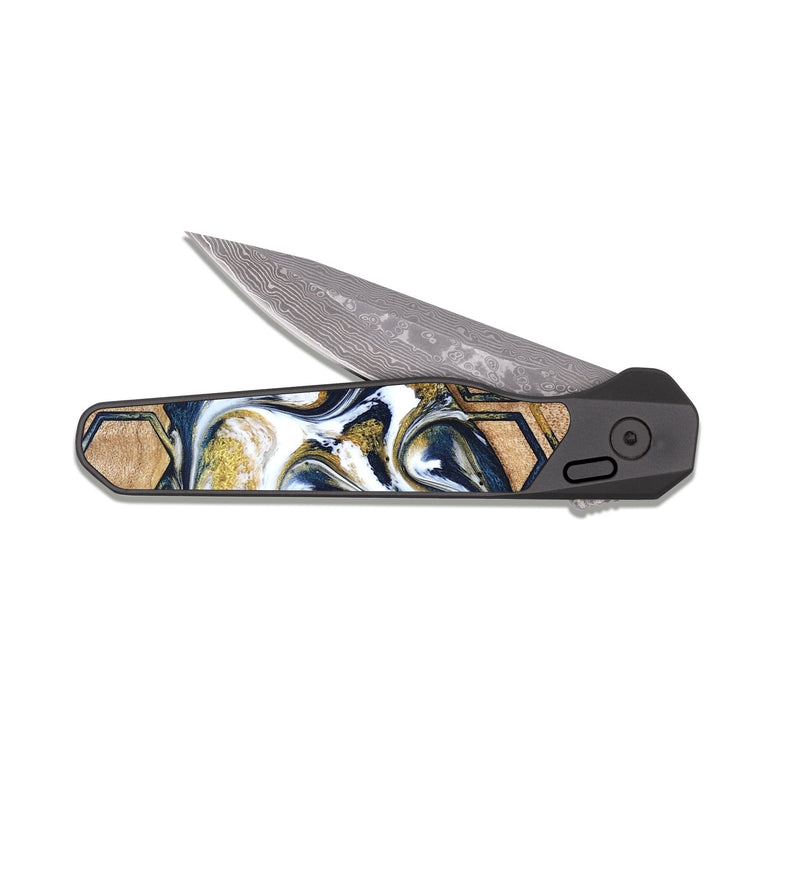 EDC Dark Damascus Wood Pocket Knife - Vicky (Pattern, 823190)