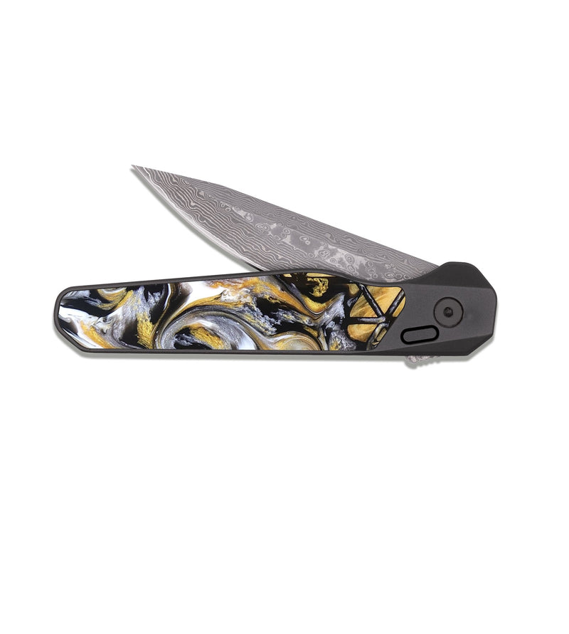 EDC Dark Damascus Wood Pocket Knife - Artemis (Pattern, 823196)