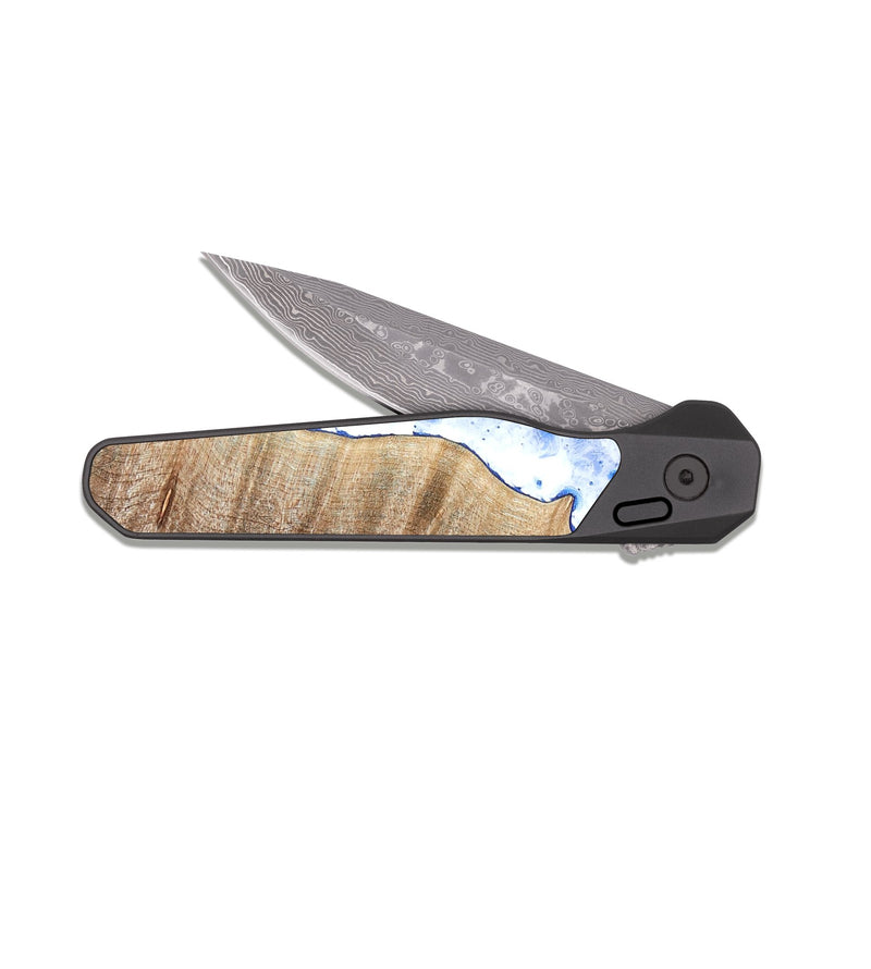 EDC Dark Damascus Wood Pocket Knife - Paxton (Coastal, 823202)