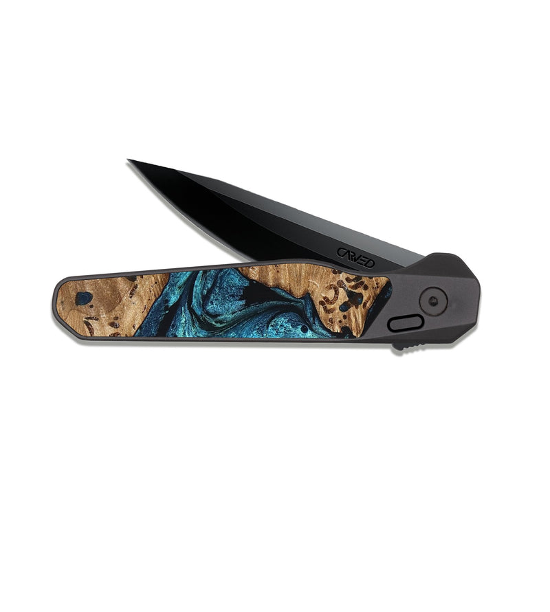 EDC Dark Slate Wood Pocket Knife - Kylan (Blue, 823207)