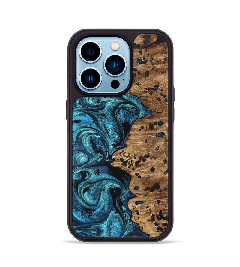 iPhone 14 Pro Wood Phone Case - Kylan (Blue, 823207)