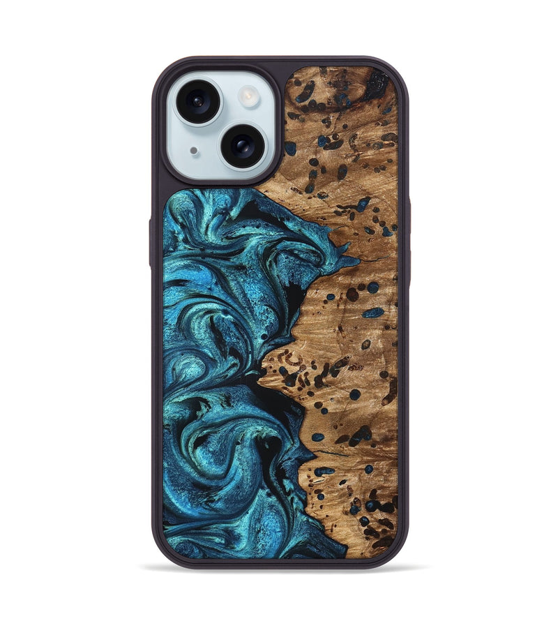 iPhone 15 Wood Phone Case - Kylan (Blue, 823207)