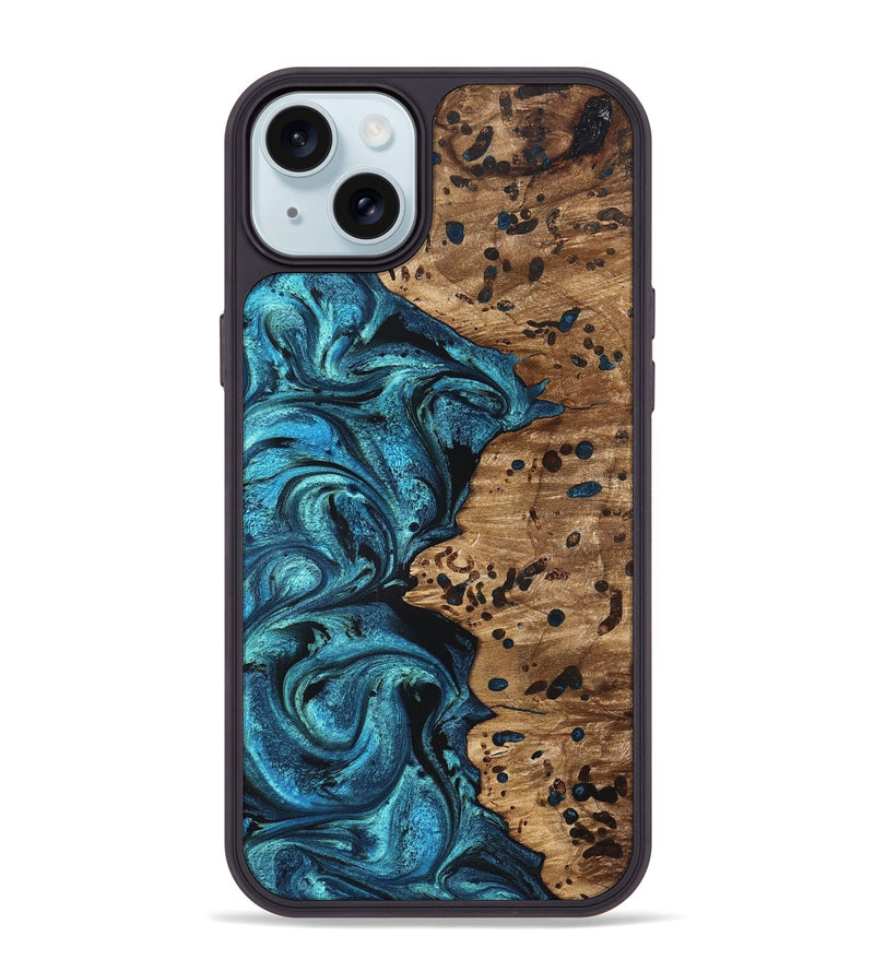 iPhone 15 Plus Wood Phone Case - Kylan (Blue, 823207)