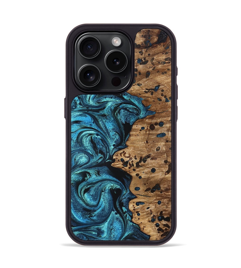 iPhone 15 Pro Wood Phone Case - Kylan (Blue, 823207)