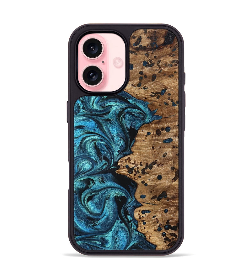iPhone 16 Wood Phone Case - Kylan (Blue, 823207)