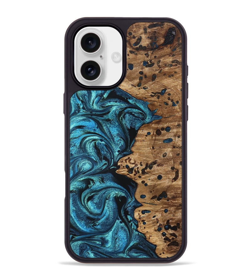 iPhone 16 Plus Wood Phone Case - Kylan (Blue, 823207)