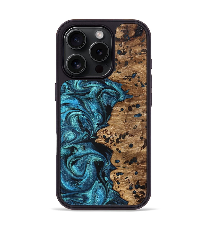 iPhone 16 Pro Wood Phone Case - Kylan (Blue, 823207)
