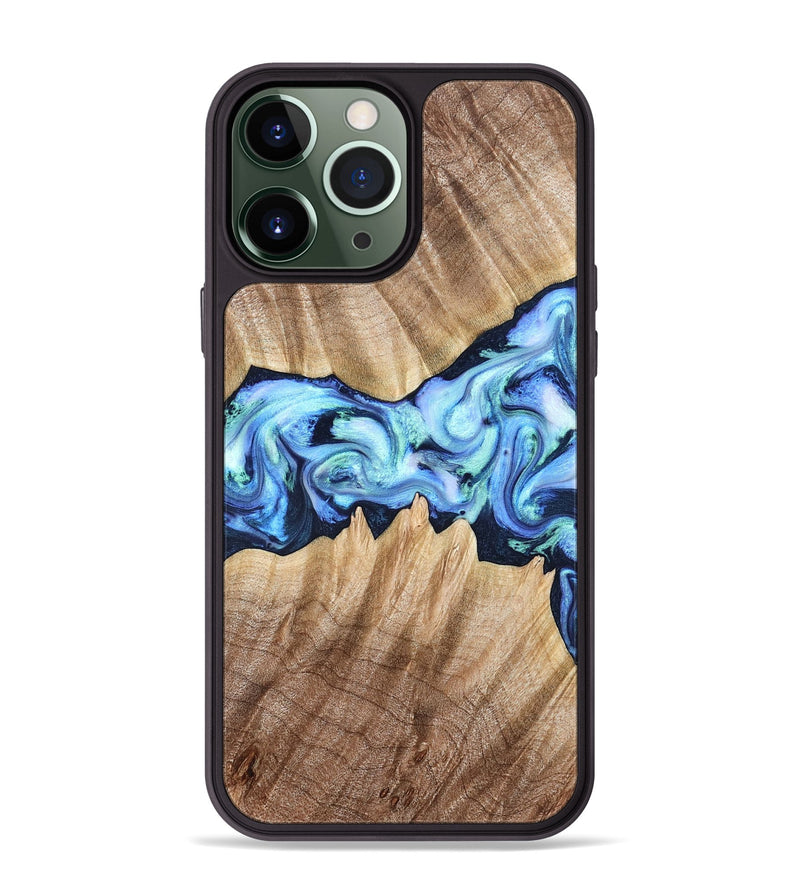 iPhone 13 Pro Max Wood Phone Case - Kip (Blue, 823215)