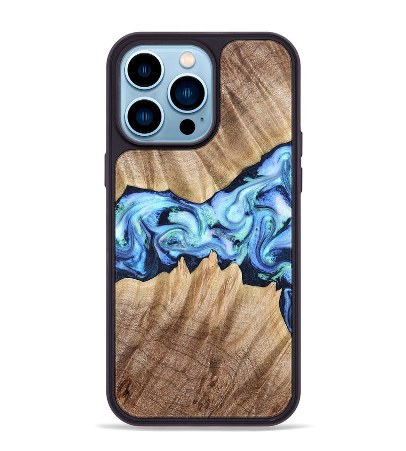 iPhone 14 Pro Max Wood Phone Case - Kip (Blue, 823215)