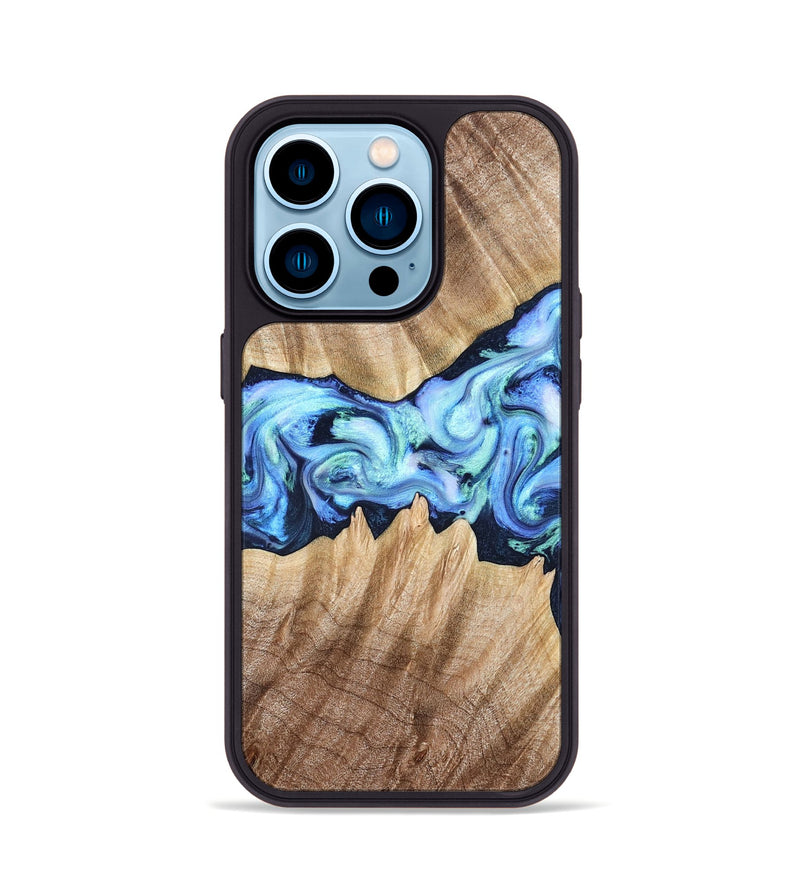 iPhone 14 Pro Wood Phone Case - Kip (Blue, 823215)