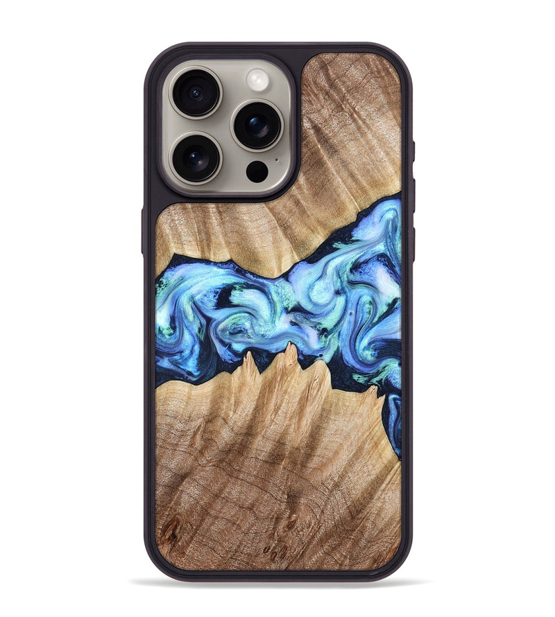 iPhone 15 Pro Max Wood Phone Case - Kip (Blue, 823215)