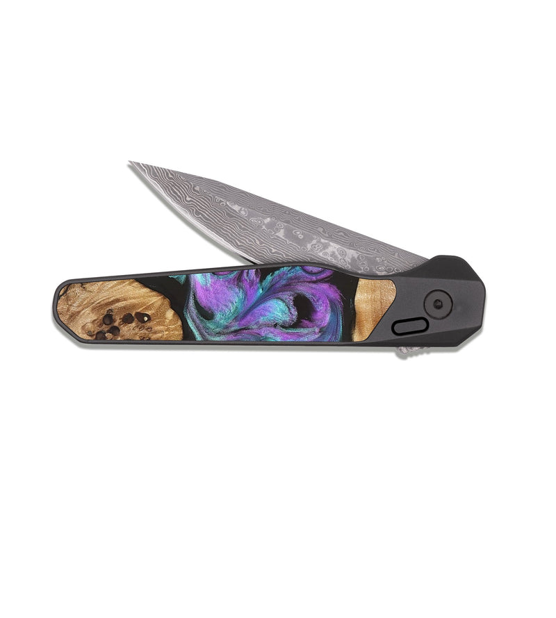 EDC Dark Damascus Wood Pocket Knife - Ouida (Purple, 823216)
