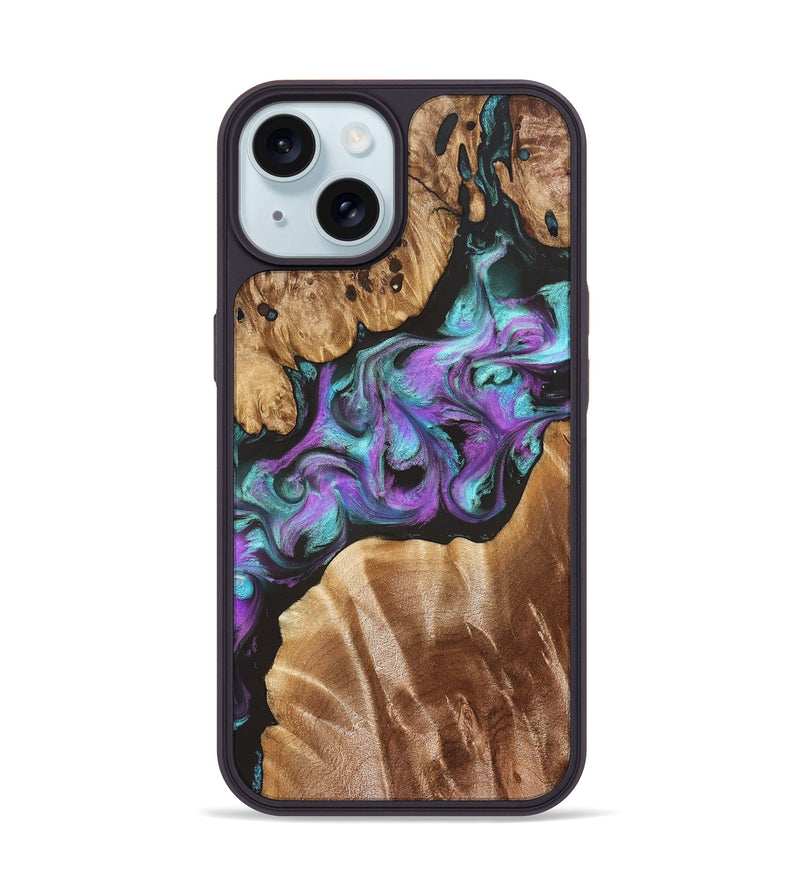 iPhone 15 Wood Phone Case - Ouida (Purple, 823216)