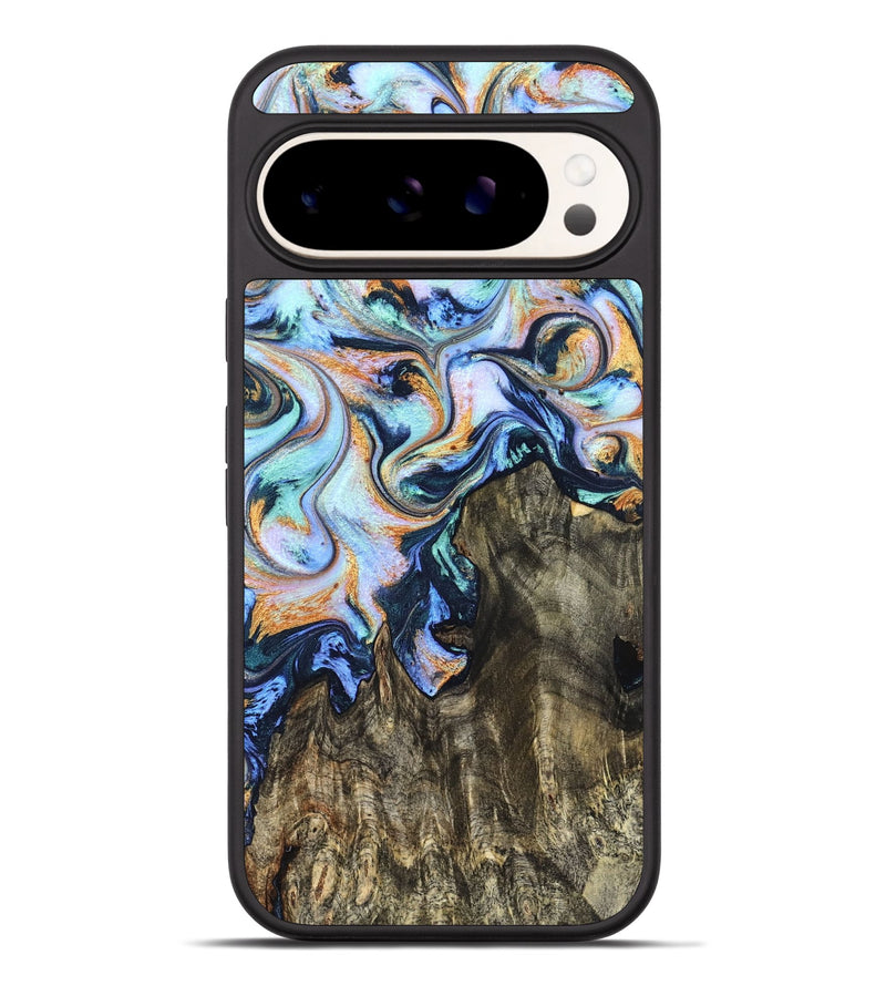 Pixel 9 Pro XL Wood Phone Case - Petra (Teal & Gold, 823221)