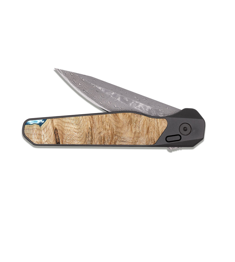 EDC Dark Damascus Wood Pocket Knife - Noa (Coastal, 823228)