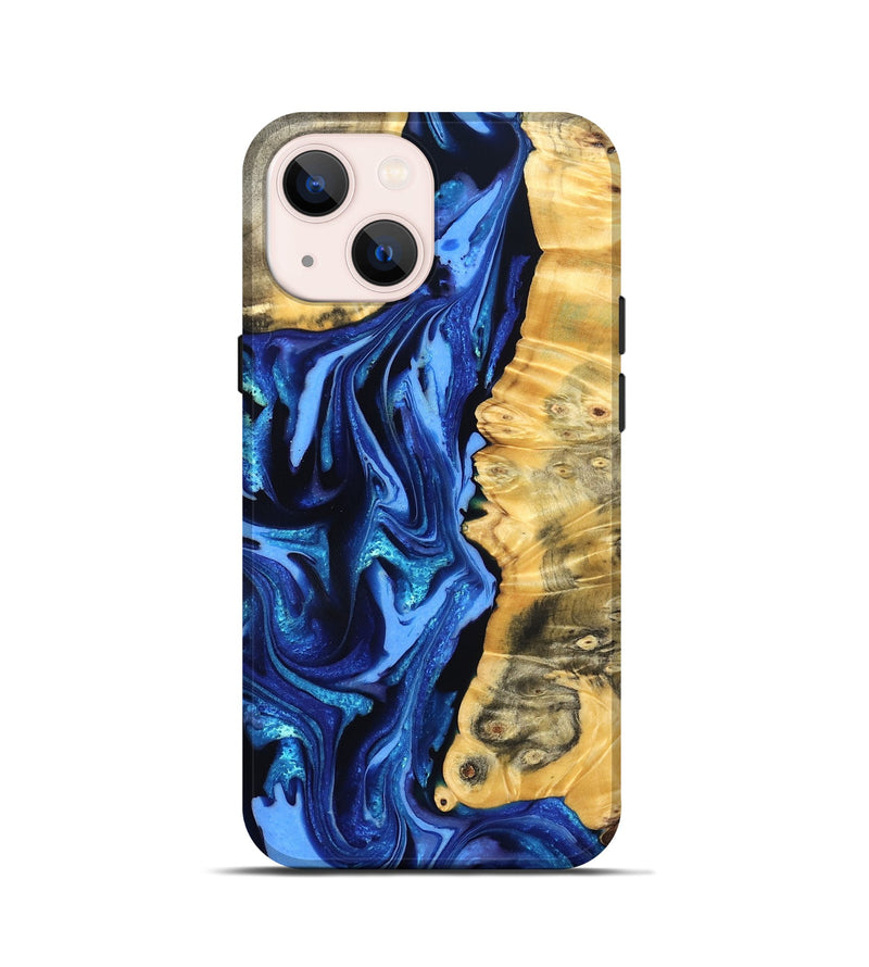iPhone 13 mini Wood Live Edge Phone Case - Daniela (Blue, 823233)