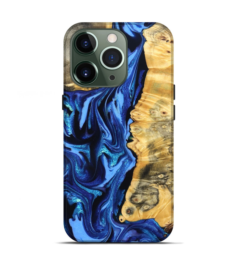 iPhone 13 Pro Wood Live Edge Phone Case - Daniela (Blue, 823233)