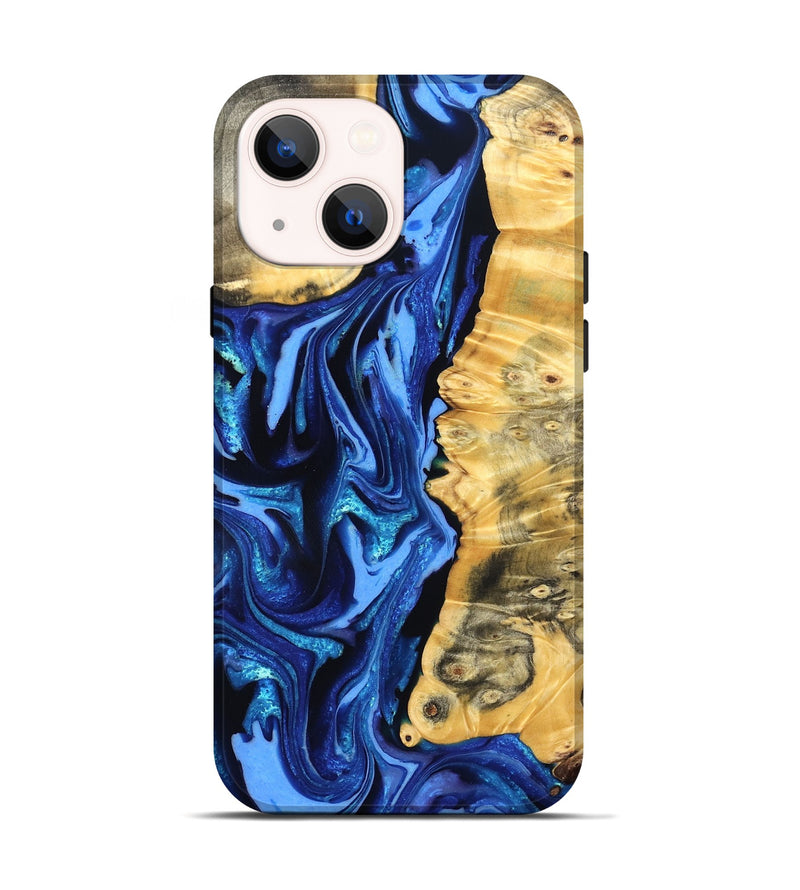 iPhone 14 Wood Live Edge Phone Case - Daniela (Blue, 823233)