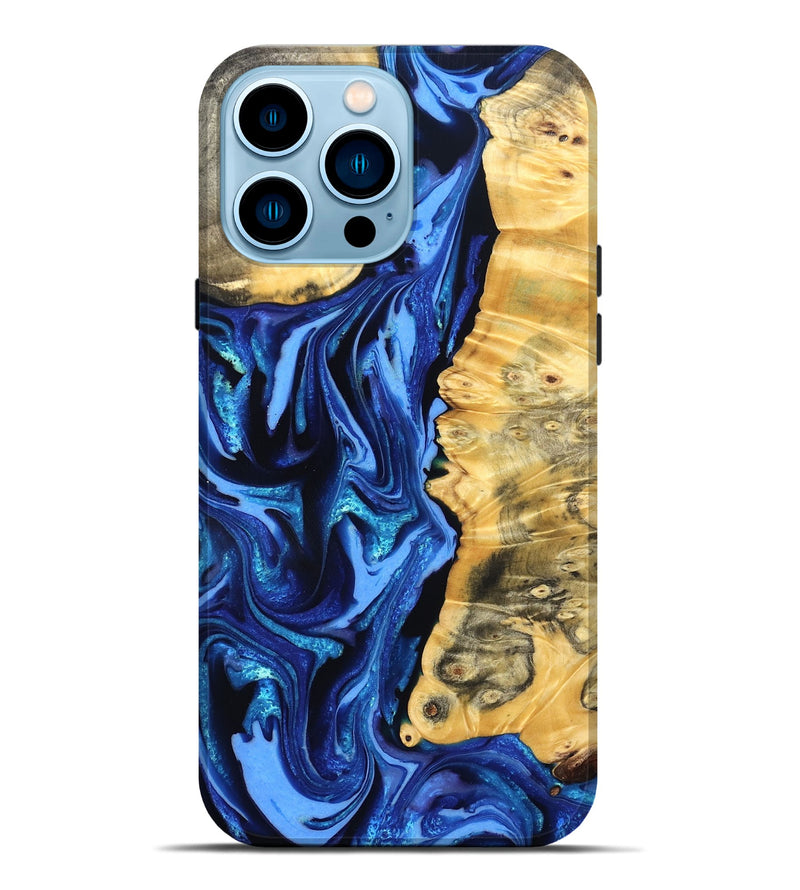 iPhone 14 Pro Max Wood Live Edge Phone Case - Daniela (Blue, 823233)