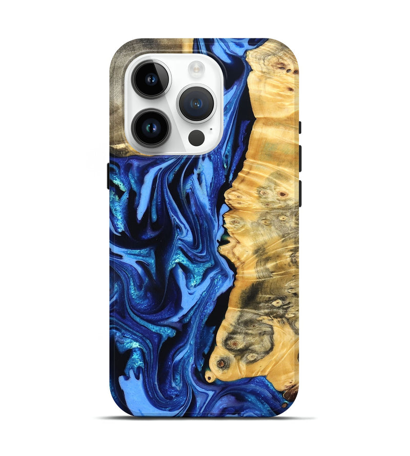 iPhone 15 Pro Wood Live Edge Phone Case - Daniela (Blue, 823233)