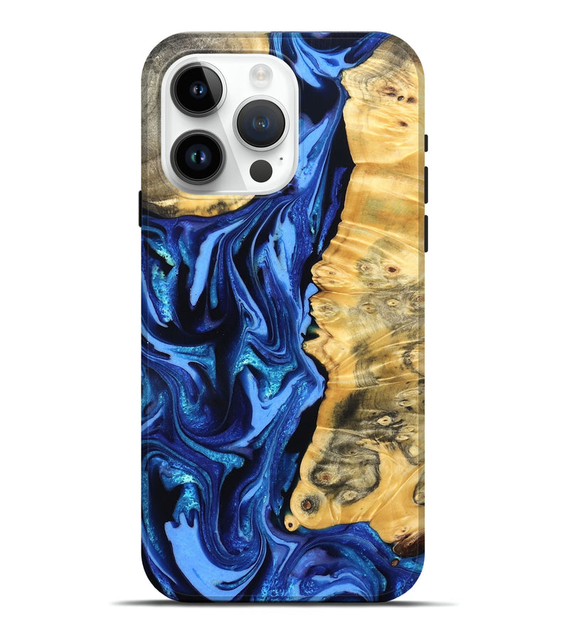 iPhone 15 Pro Max Wood Live Edge Phone Case - Daniela (Blue, 823233)