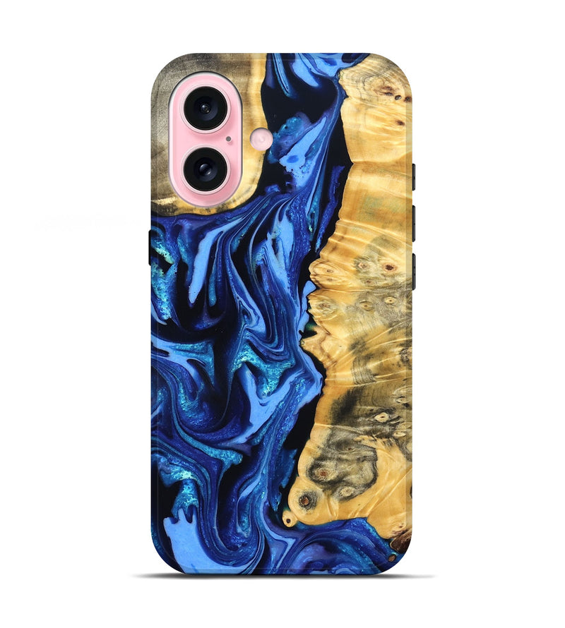iPhone 17 Wood Live Edge Phone Case - Daniela (Blue, 823233)