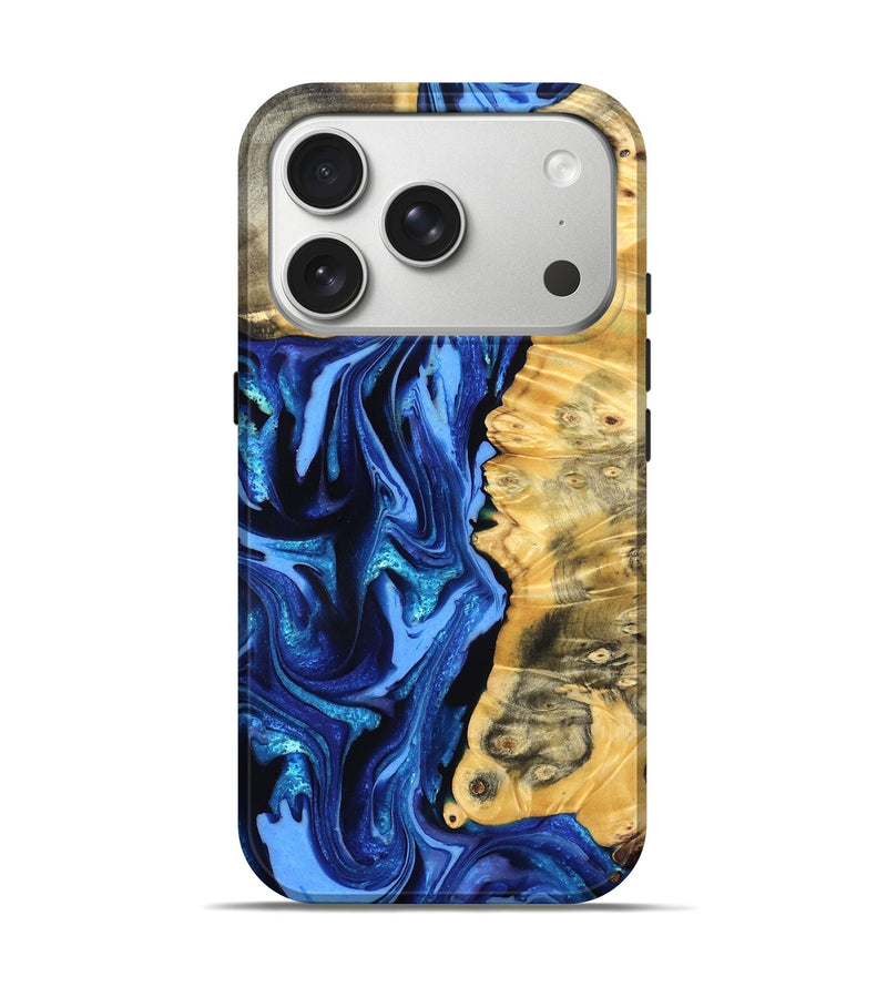 iPhone 17 Pro Wood Live Edge Phone Case - Daniela (Blue, 823233)