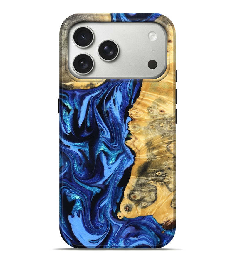 iPhone 17 Pro Max Wood Live Edge Phone Case - Daniela (Blue, 823233)
