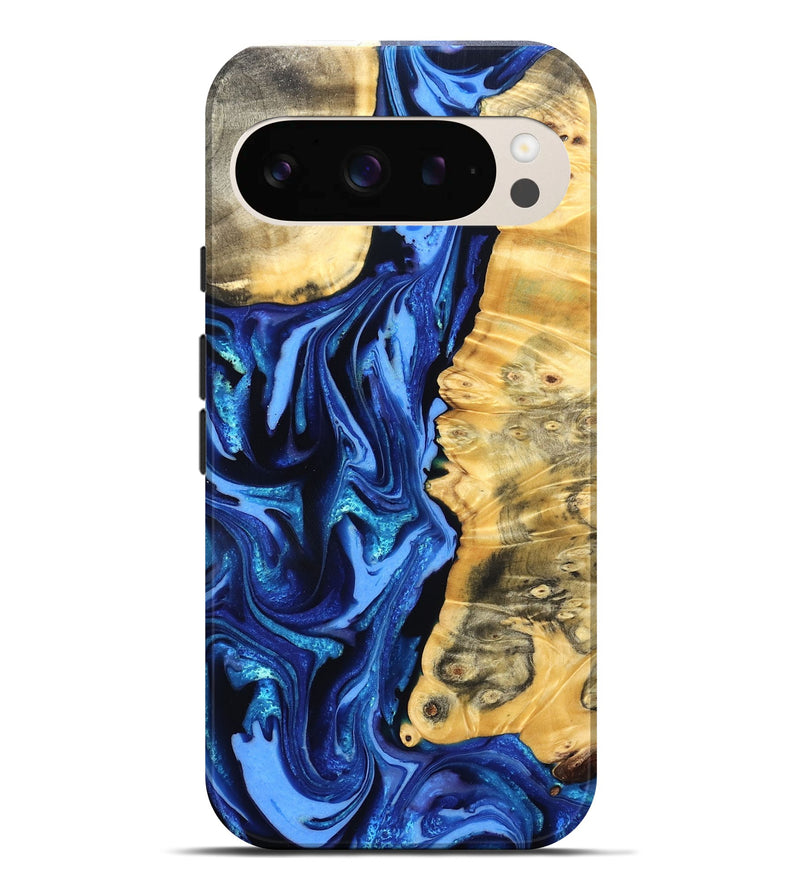 Pixel 9 Pro XL Wood Live Edge Phone Case - Daniela (Blue, 823233)