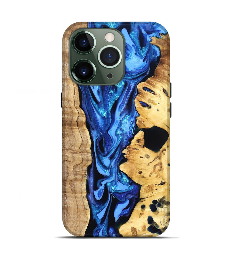 iPhone 13 Pro Wood Live Edge Phone Case - Arlo (Blue, 823237)