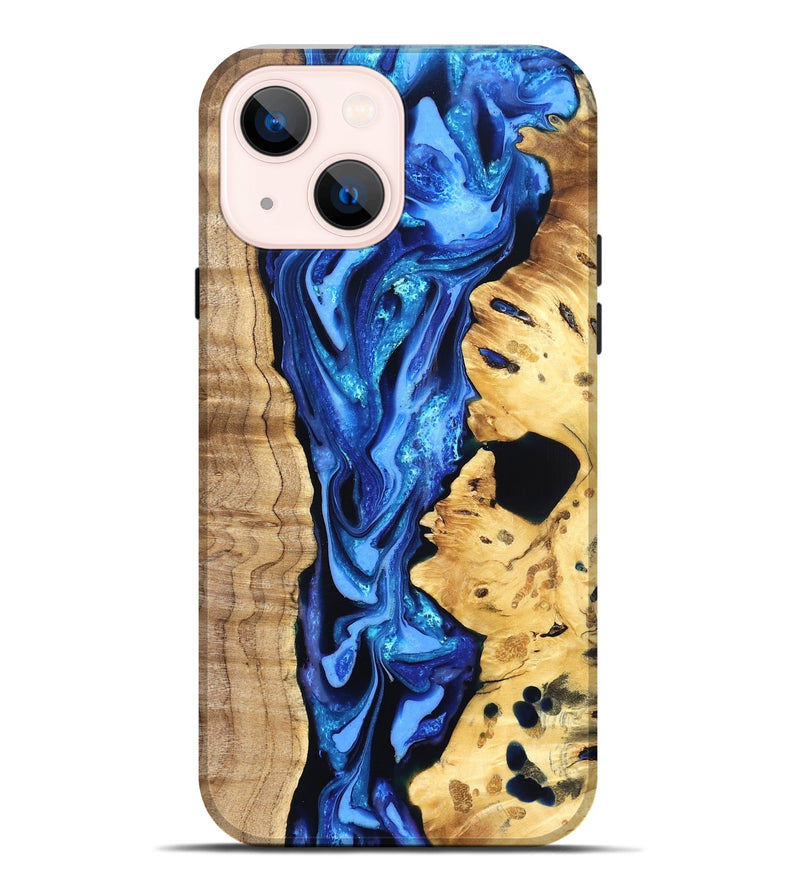 iPhone 14 Plus Wood Live Edge Phone Case - Arlo (Blue, 823237)