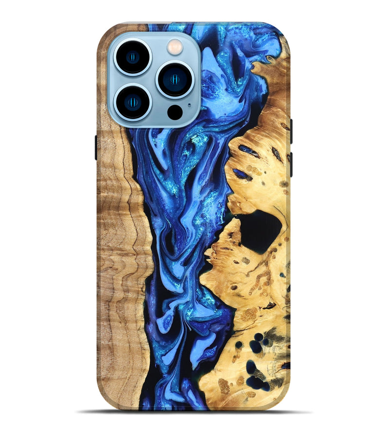 iPhone 14 Pro Max Wood Live Edge Phone Case - Arlo (Blue, 823237)