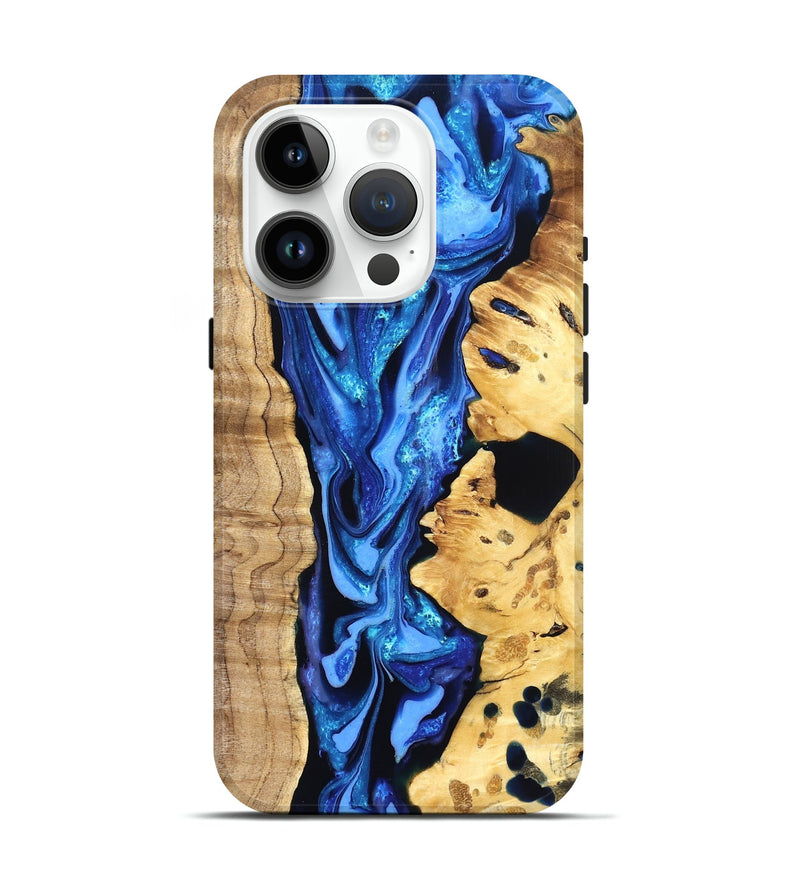 iPhone 15 Pro Wood Live Edge Phone Case - Arlo (Blue, 823237)