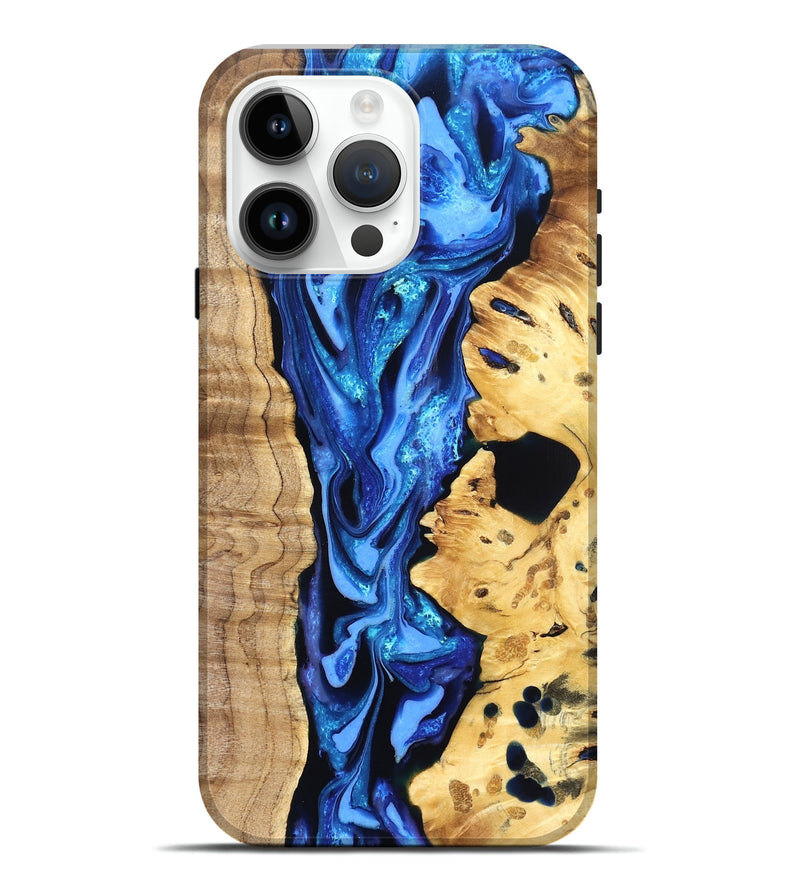 iPhone 15 Pro Max Wood Live Edge Phone Case - Arlo (Blue, 823237)