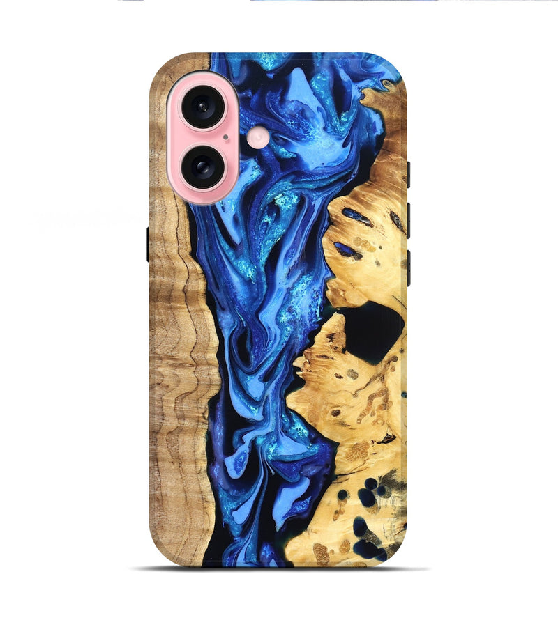 iPhone 16 Wood Live Edge Phone Case - Arlo (Blue, 823237)