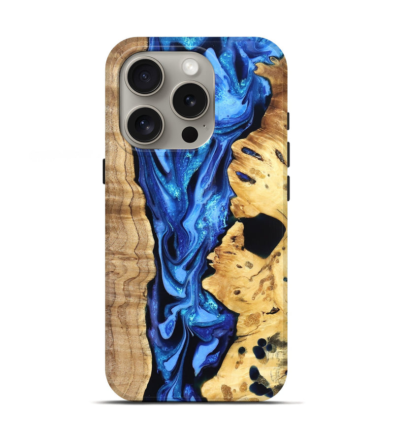 iPhone 16 Pro Wood Live Edge Phone Case - Arlo (Blue, 823237)
