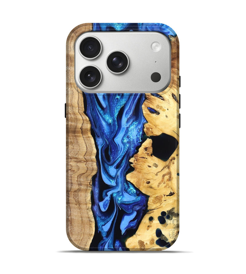 iPhone 17 Pro Wood Live Edge Phone Case - Arlo (Blue, 823237)