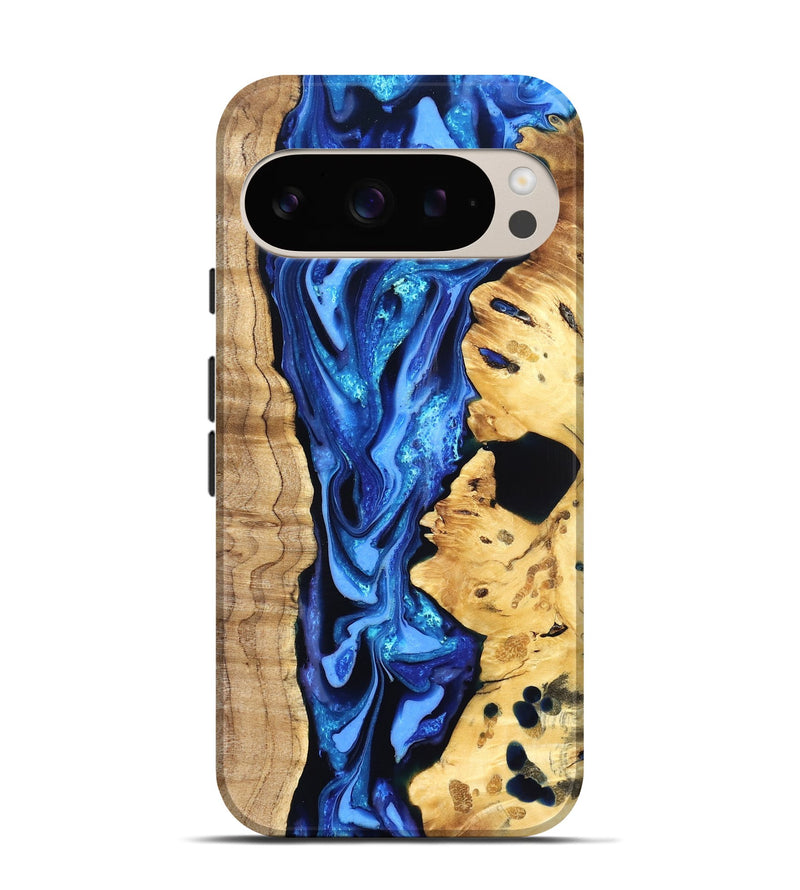 Pixel 9 Pro Wood Live Edge Phone Case - Arlo (Blue, 823237)